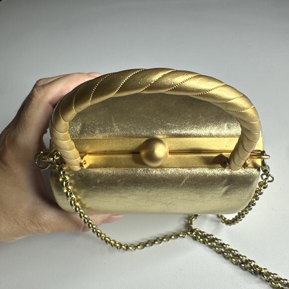 Rare Inge Christopher Soft Gold Metal Evening Clutch, Cocktail Minaudière Purse - Picture 9 of 16